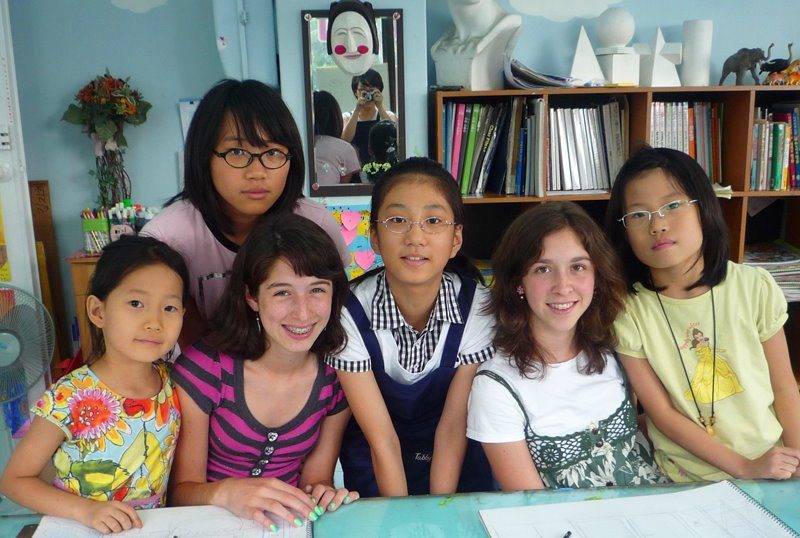 My girls attended a local art school in Seoul.
