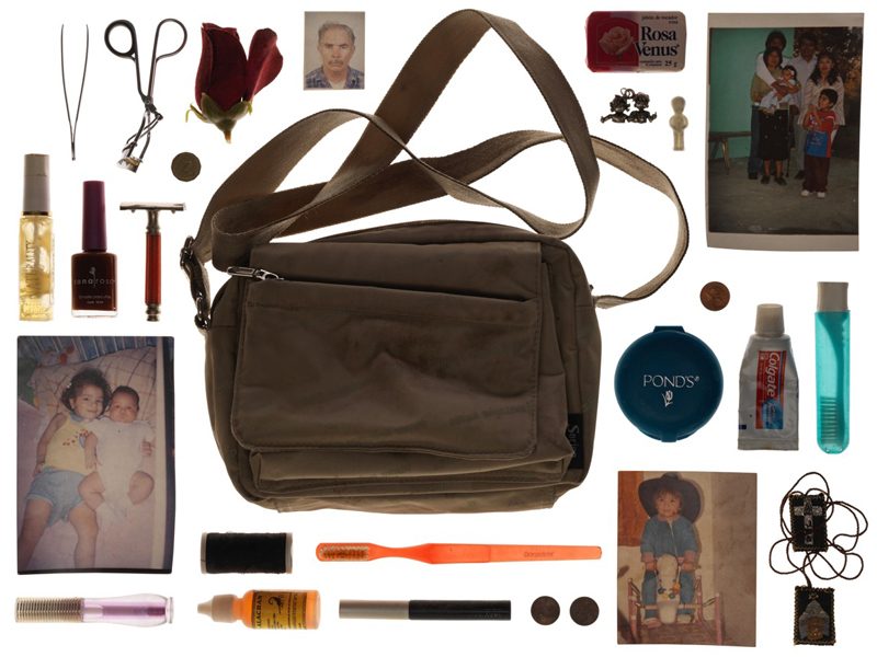 Personal belongings left in the desert, documented as art.