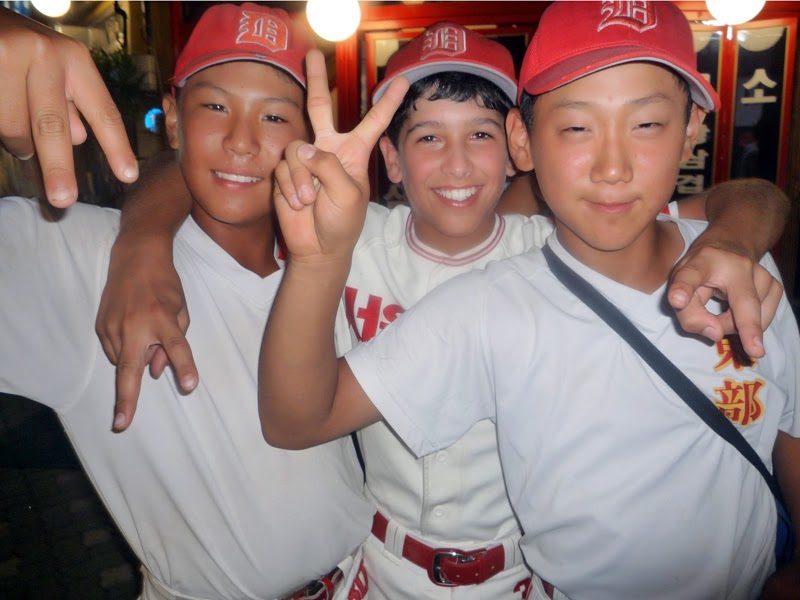 Austin with his teammates.