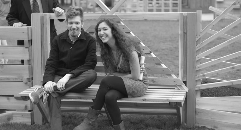 Amanda and her partner Karl designed a gate as bench (with a planter on the opposite side)...