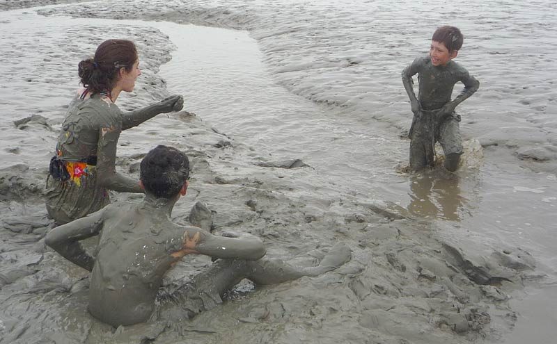 With all that mud in his trunks, Adam had a hard time keeping his shorts on... ;-) A few times they fell off, but I will spare you the photos...