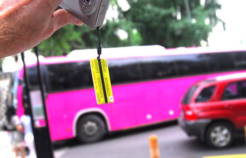 While many Koreans have a chip in their phone, a T-Money Card or credit card with embedded T-Money, Emil came up with this retro-phone accessory. It’s reminiscent of the yellow paper one-way transit tickets. Which are now phased out.