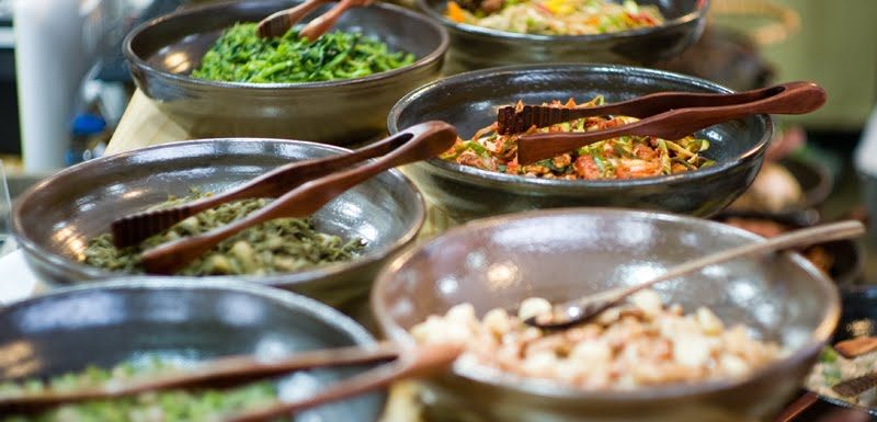 Korean traditional food served at the party.