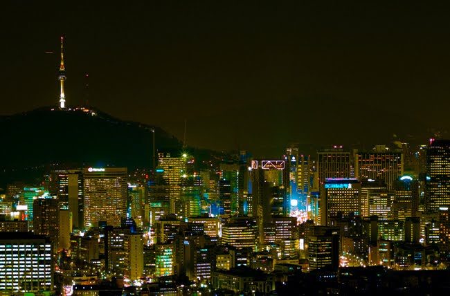 9:30 pm, November 18, Looking at Seoul from Bukak San (Mountain)