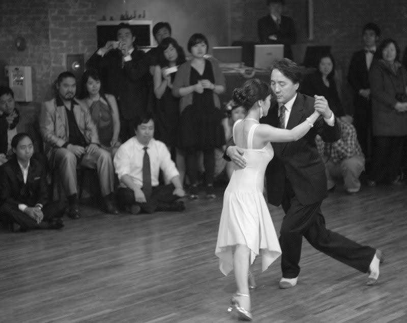 Then you have to keep time with the music. OK...simple enough...then you have to improvise your memorized steps so that you do not run into anyone. Ouch! This is because there is a flow of movement on the floor...ah...I think it is counter clockwise...I think...