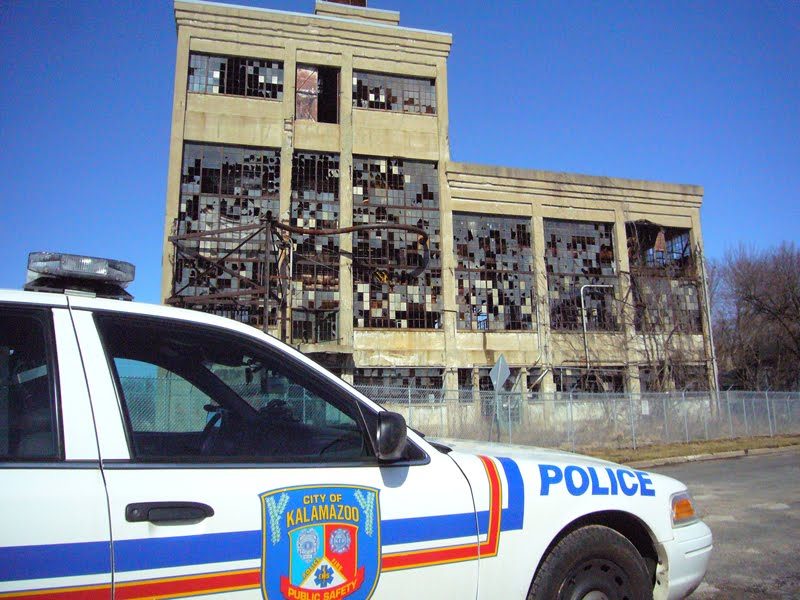 A couple of years ago, I was showing my kids an abandoned paper mill (we exploring...). I told them how Kalamazoo used to be one of the largest paper manufactures in the country. I didn’t mention that I thought the land is part of the government’s Superfund and we were likely standing above tons of buried toxic waste. Oh!!! because we did not belong on the property...the police came speeding up to us in an interceptor. From a distance, they figured we were crystal meth dealers looking to use the abandoned building as a lab. That is a problem with abandoned buildings like this...the police told us they recently closed down a lab here...