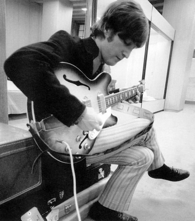 John Lennon and his Epiphone Casino...Epiphone guitars were also made in Kalamazoo. However, Gibson, the parent company, moved the production of Epiphone to Motsumoko of Japan in the early 1970s.